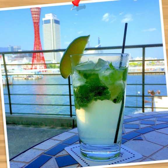 ニコニコハッピー神戸(￣▽￣)❤️ モヒートと神戸タワー(￣▽￣)ニコニコハッピーッピー