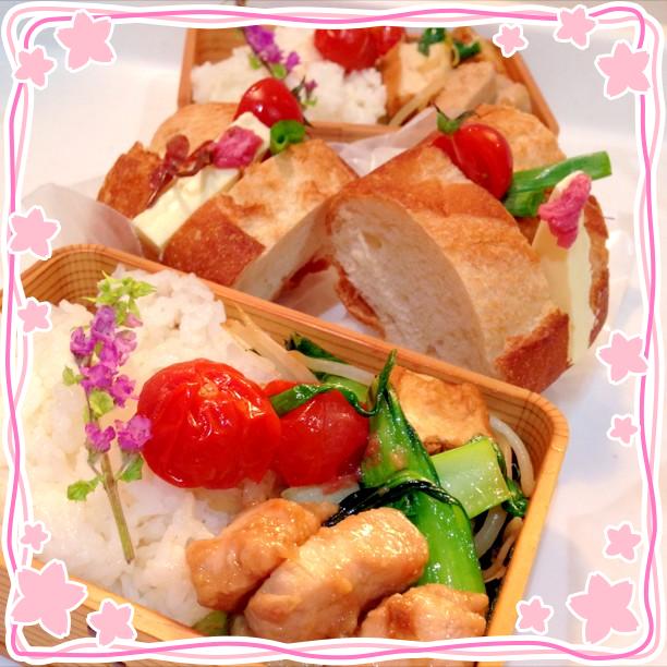 食欲もりもりの月曜なら、健康ヽ(≧▽≦)ﾉ元気！
鶏肉の甘辛とろみ煮。青梗菜、青ネギ、厚揚げ、モヤシ、プチトマトの炒めもの。ピーナッツペーストを塗った桜チーズサンドつき。
