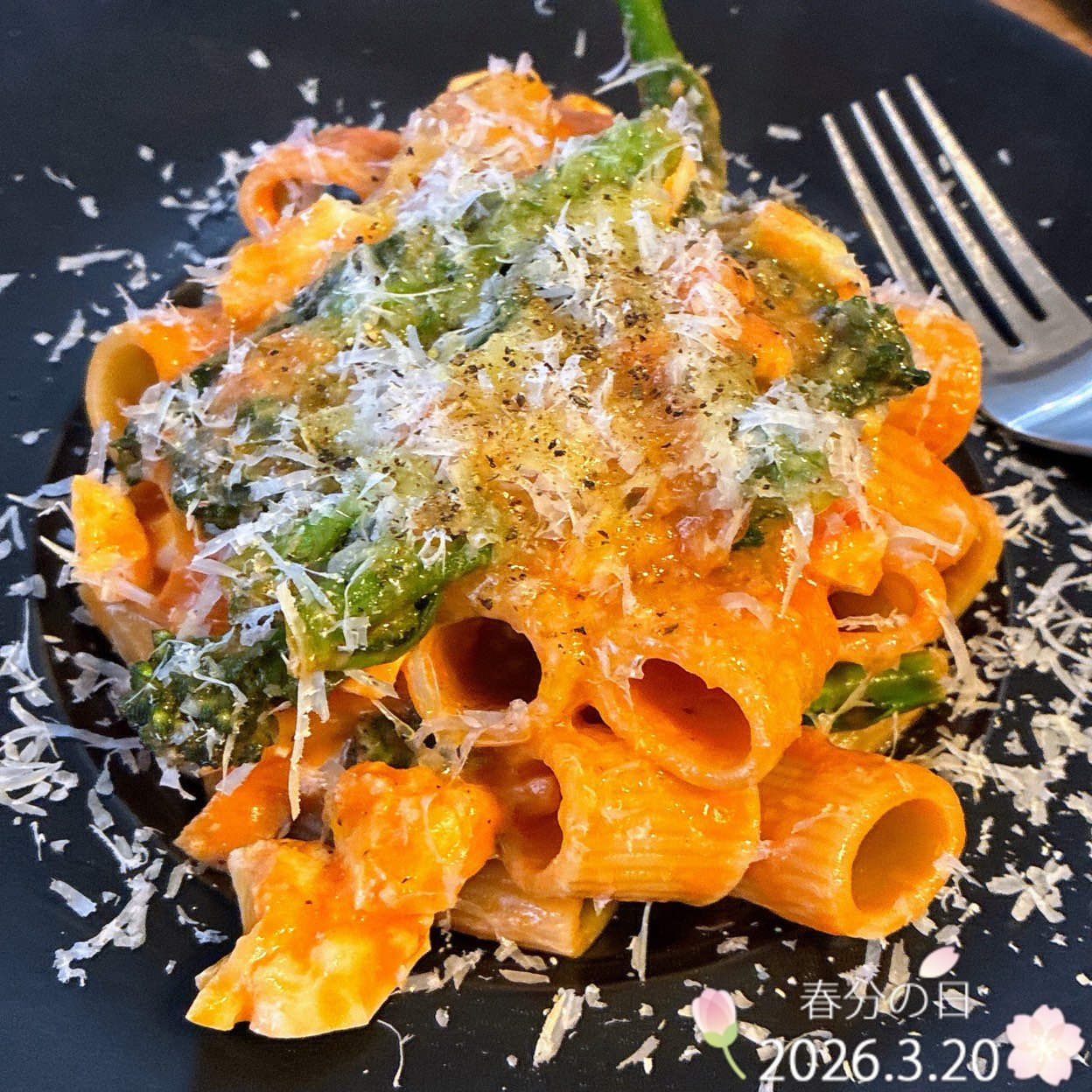 ※連投失礼致します 2/2
おはようございます\(//∇//)\
春分の日
午後からは久々ホームシアターでのんびり過ごします
メインはやはり野良パスタの分類
アレッタとゆで卵のパスタ
Mezze Maniche al pomodoro con aretta e uova
ワインはラングドックのドメーヌ・クードレより
ル・ルー ピノ・ノワール 2024
さてと、今日もぼちぼちとやりましょうかね〜🔛