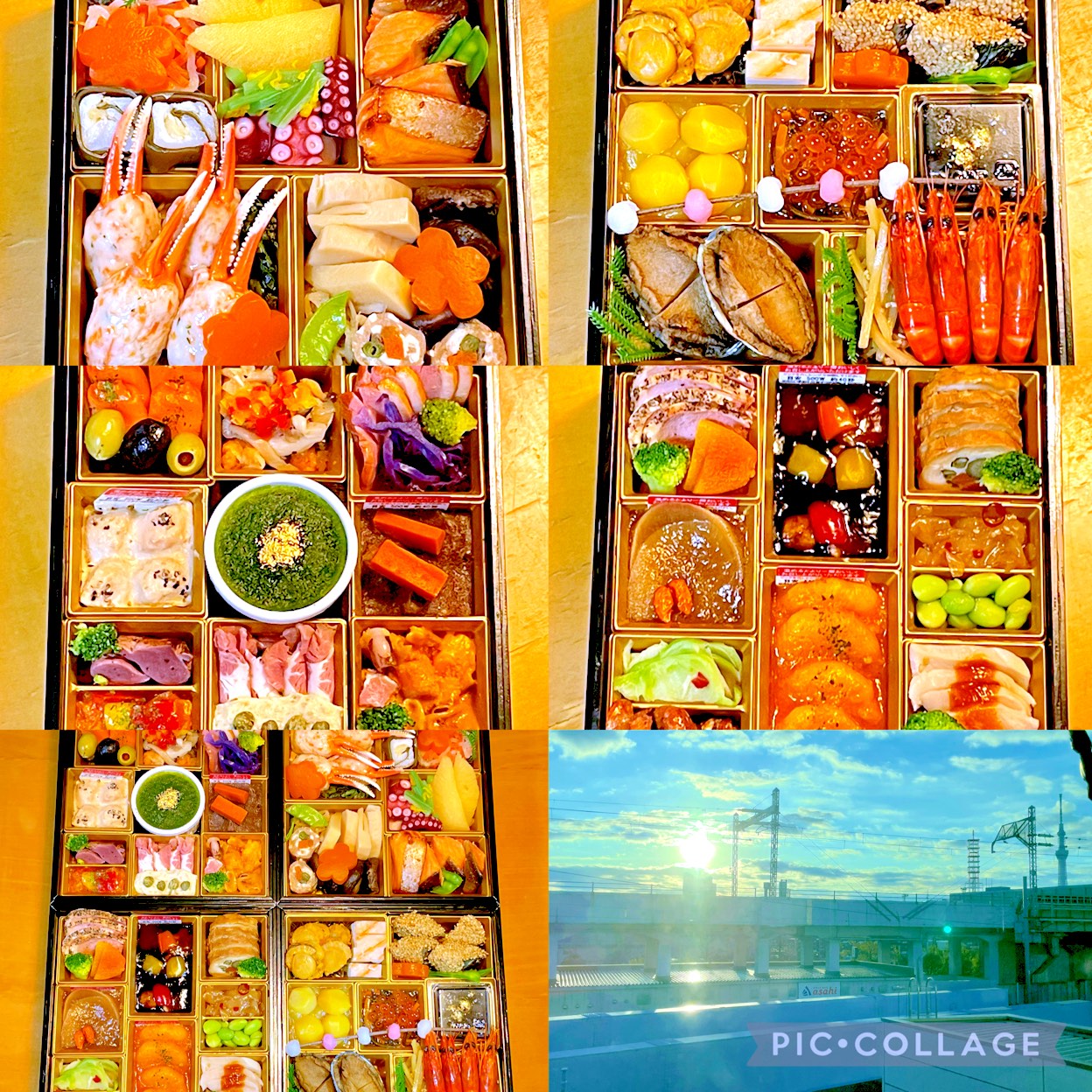 新年、明けましておめでとう御座います。今年も宜しくお願いします。　
(Happy New Year in 2026.Let's make this new year a great one.)
(新年快乐。今年也请多多关照.)
(새해 복 많이 받으세요.올해도 잘 부탁 드립니다.)

高島屋で購入した和洋中お節料理、雅彩 与段重。4種類のお節が並んでいる。

今年の元旦は4年振りに仕事やった為、初日の出をゆっくりと見る時間が無く、代わりに南千住駅に停車中の車内からの朝日を見た。