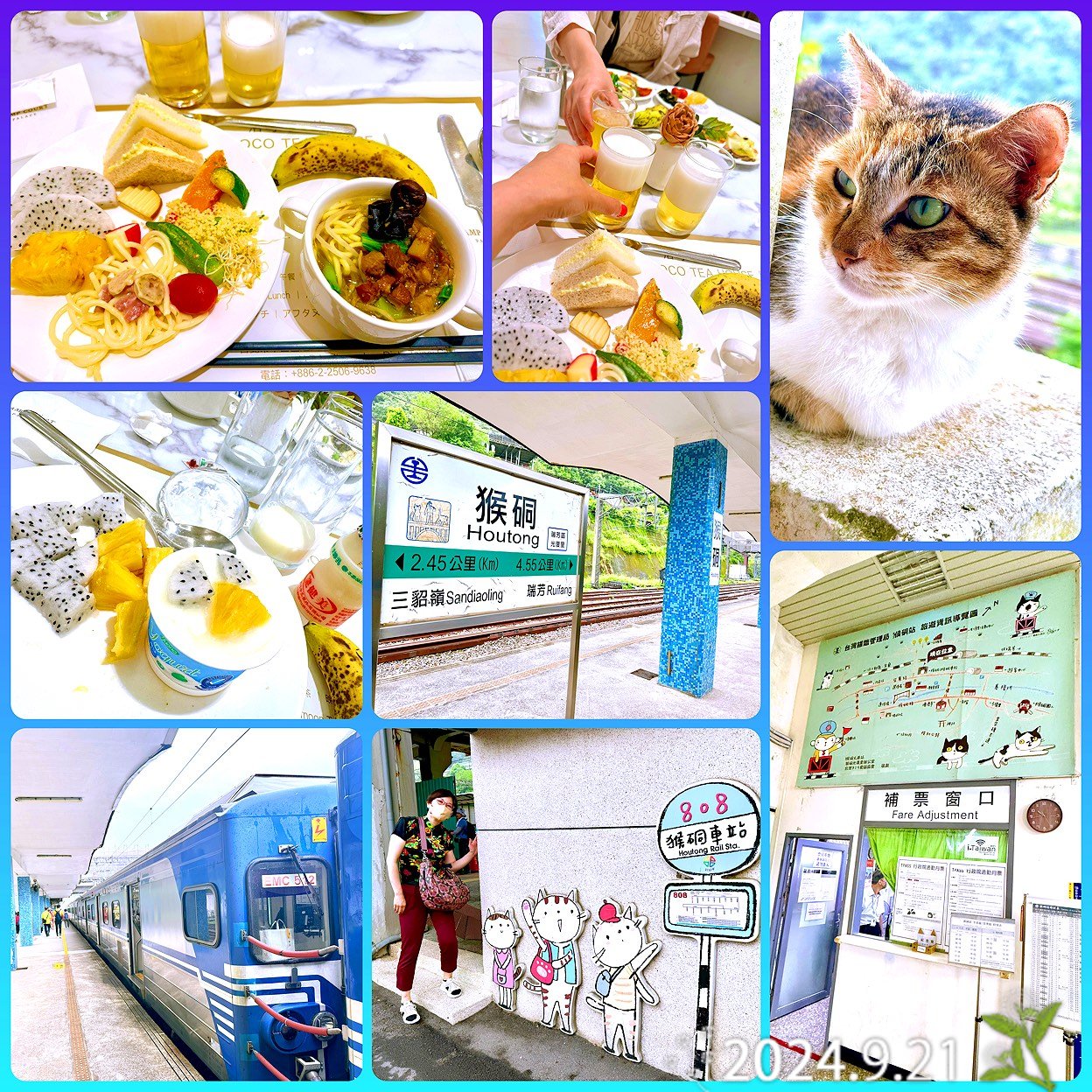 4日めも朝からおビール🍻
ビュッフェのうち麺と野菜を湯で温めて作るのが気になってたので取ってきました。魯肉飯の肉を細かく切ったみたいな肉味噌を添えて、出汁って書いてあった醤油ぽいタレを落として完成。ちょっと塩気が足りなかったけどツルツル食べやすい。
今日は台北駅から台湾鉄道に50分ほど揺られて猴硐猫村へ。だいぶ雨が降ってきて残念ですが、駅構内や案内板など至る所がネコネコしくてテンションあがる。
駅にも街にも猫がウロウロ🐈
めっちゃ懐こくてプロみたいなアングルの1枚撮れた📸